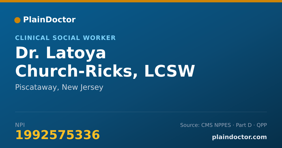 Shareable card for Latoya Church-Ricks, LCSW - Clinical Social Worker, Piscataway, NJ