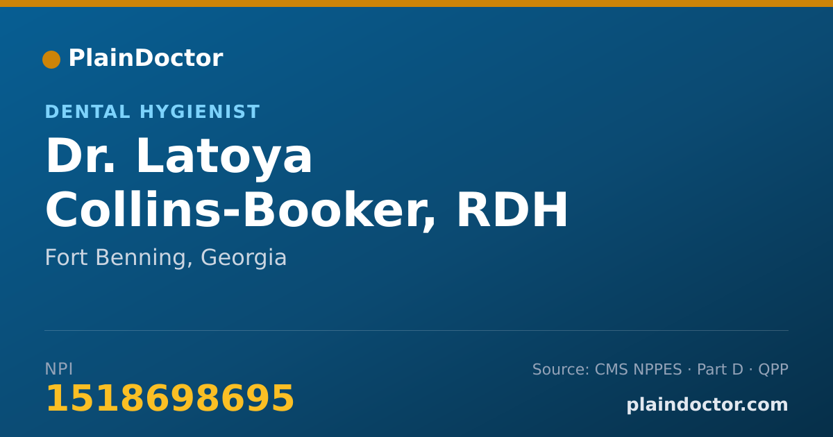 Shareable card for Latoya Collins-Booker, RDH - Dental Hygienist, Fort Benning, GA