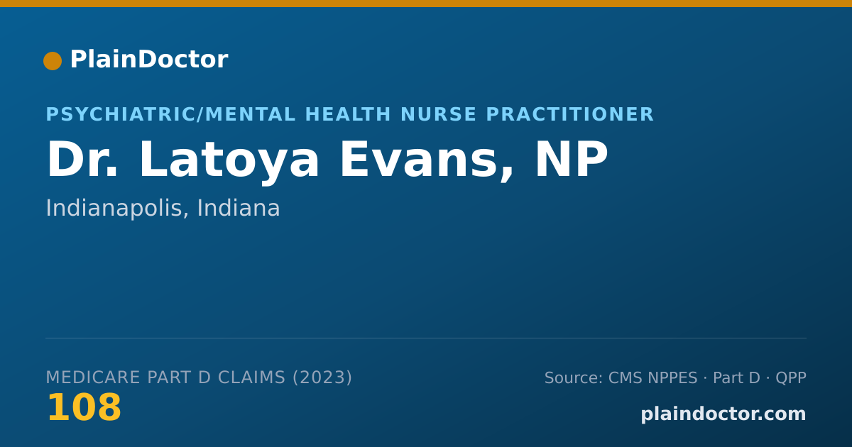 Shareable card for Latoya Evans, NP - Psychiatric/Mental Health Nurse Practitioner, Indianapolis, IN