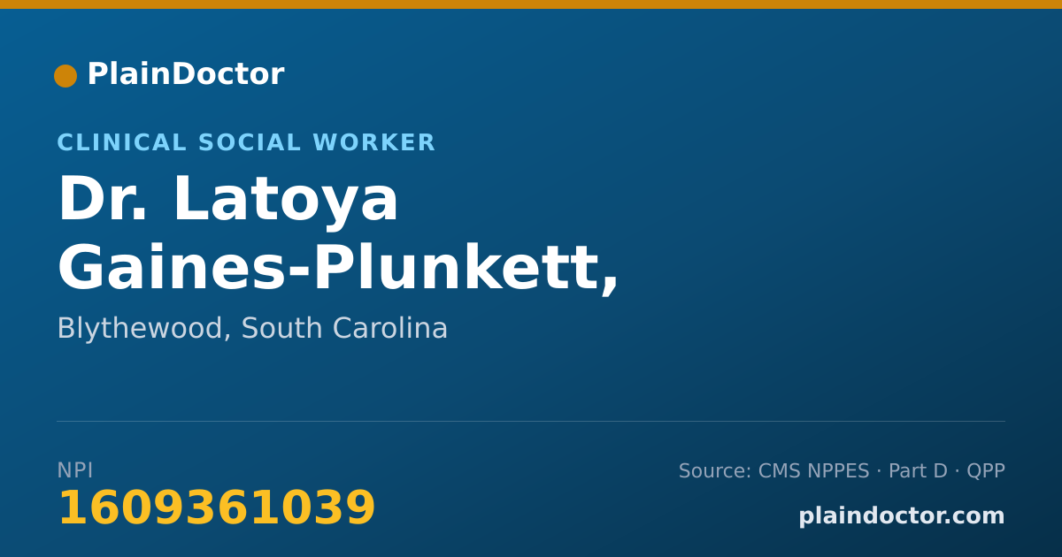 Shareable card for Latoya Gaines-Plunkett, LISW-CP, LCSW - Clinical Social Worker, Blythewood, SC