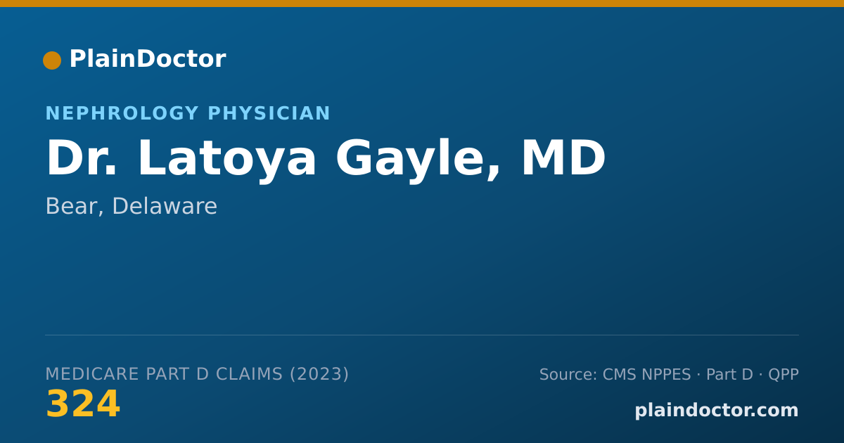 Shareable card for Latoya Gayle, MD - Nephrology Physician, Bear, DE