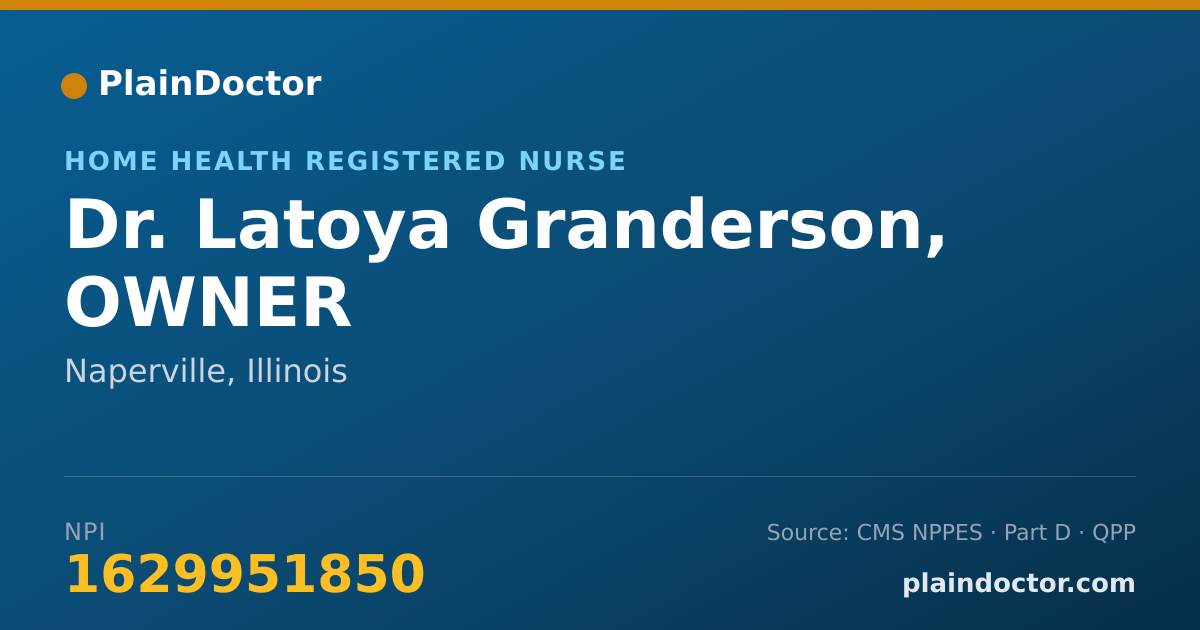 Shareable card for Latoya Granderson, OWNER - Home Health Registered Nurse, Naperville, IL