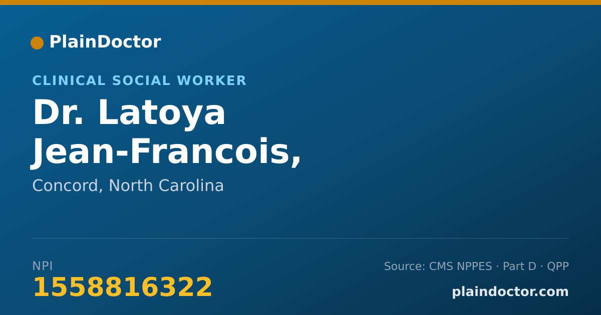 Shareable card for Latoya Jean-Francois, L.C.S.W. - Clinical Social Worker, Concord, NC