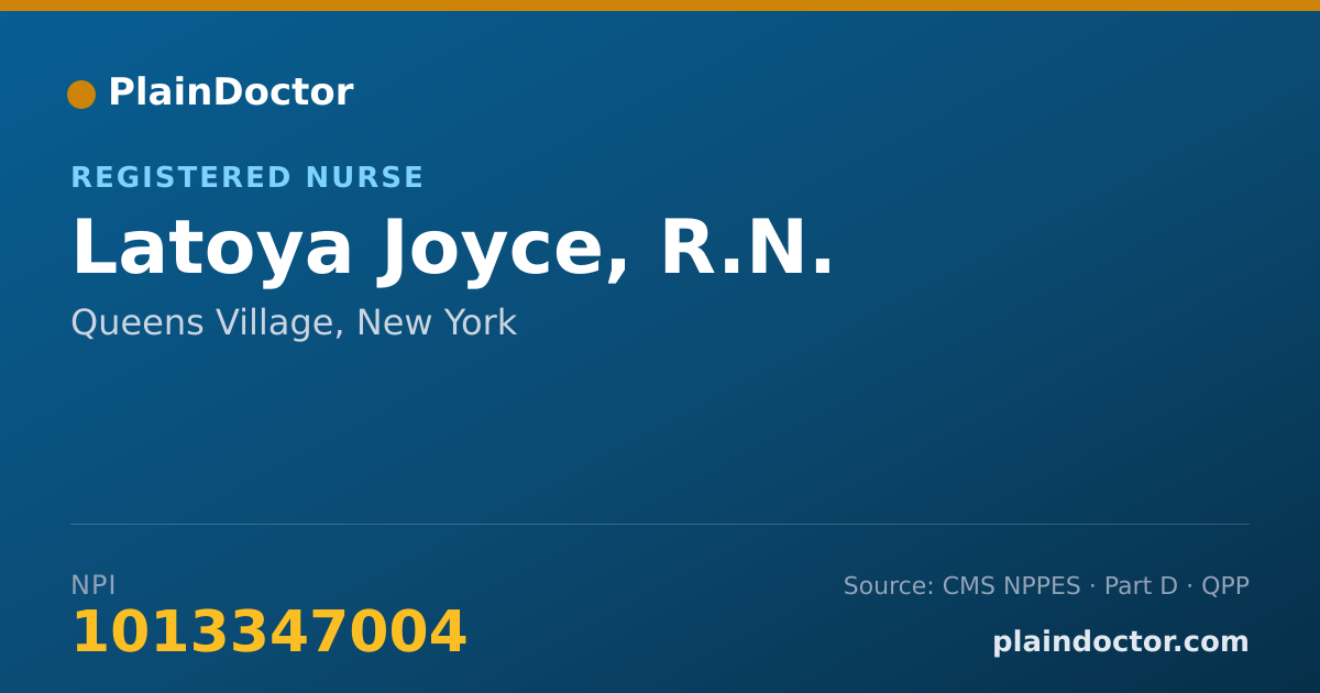 Shareable card for Latoya Joyce, R.N. - Registered Nurse, Queens Village, NY