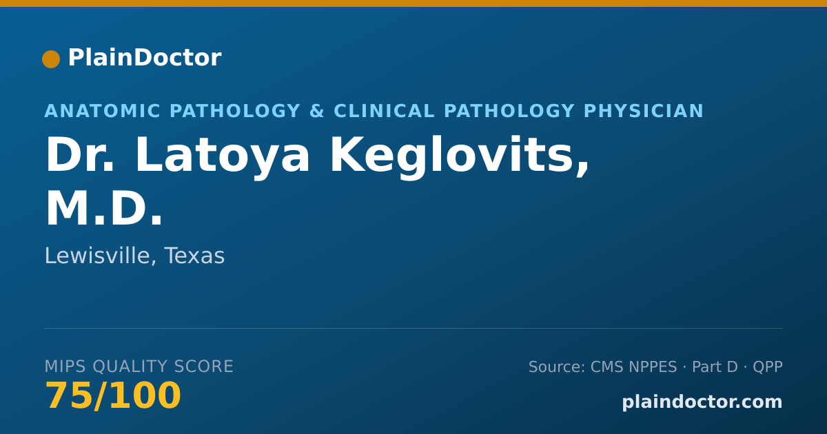 Shareable card for Latoya Keglovits, M.D. - Anatomic Pathology & Clinical Pathology Physician, Lewisville, TX