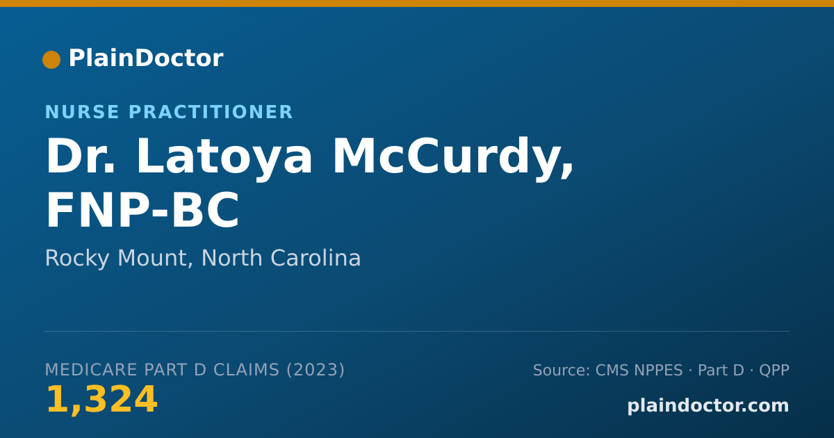 Shareable card for Latoya McCurdy, FNP-BC - Nurse Practitioner, Rocky Mount, NC