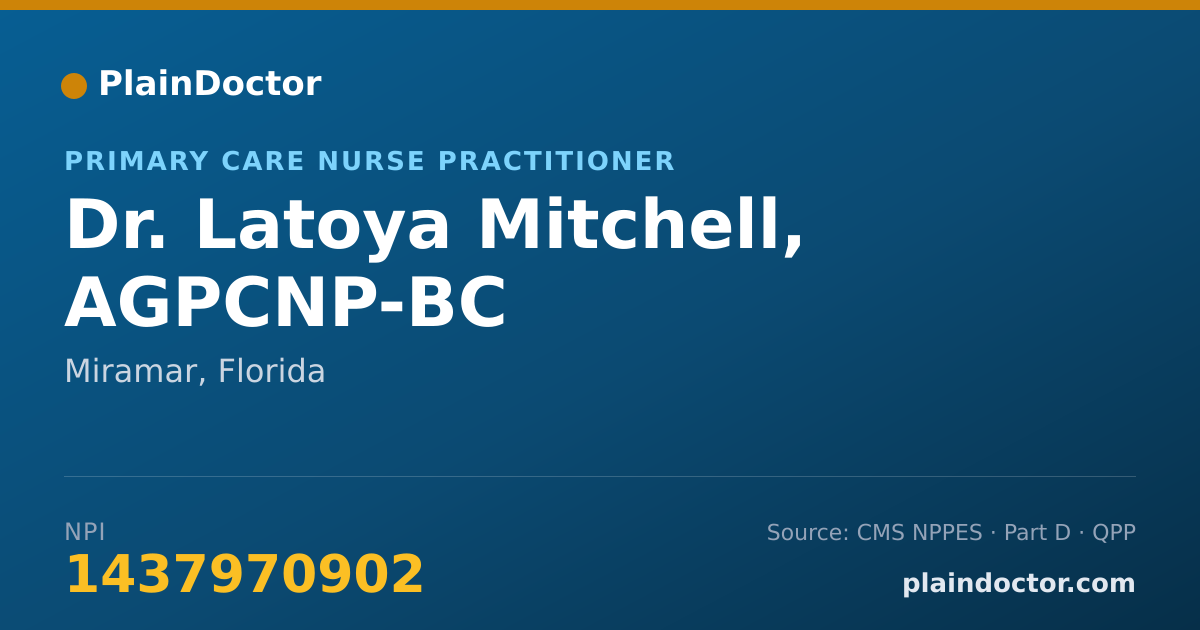 Shareable card for Latoya Mitchell, AGPCNP-BC - Primary Care Nurse Practitioner, Miramar, FL