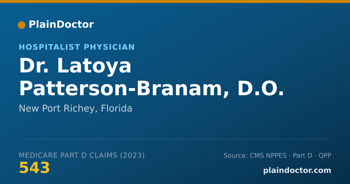 Shareable card for Latoya Patterson-Branam, D.O. - Hospitalist Physician, New Port Richey, FL