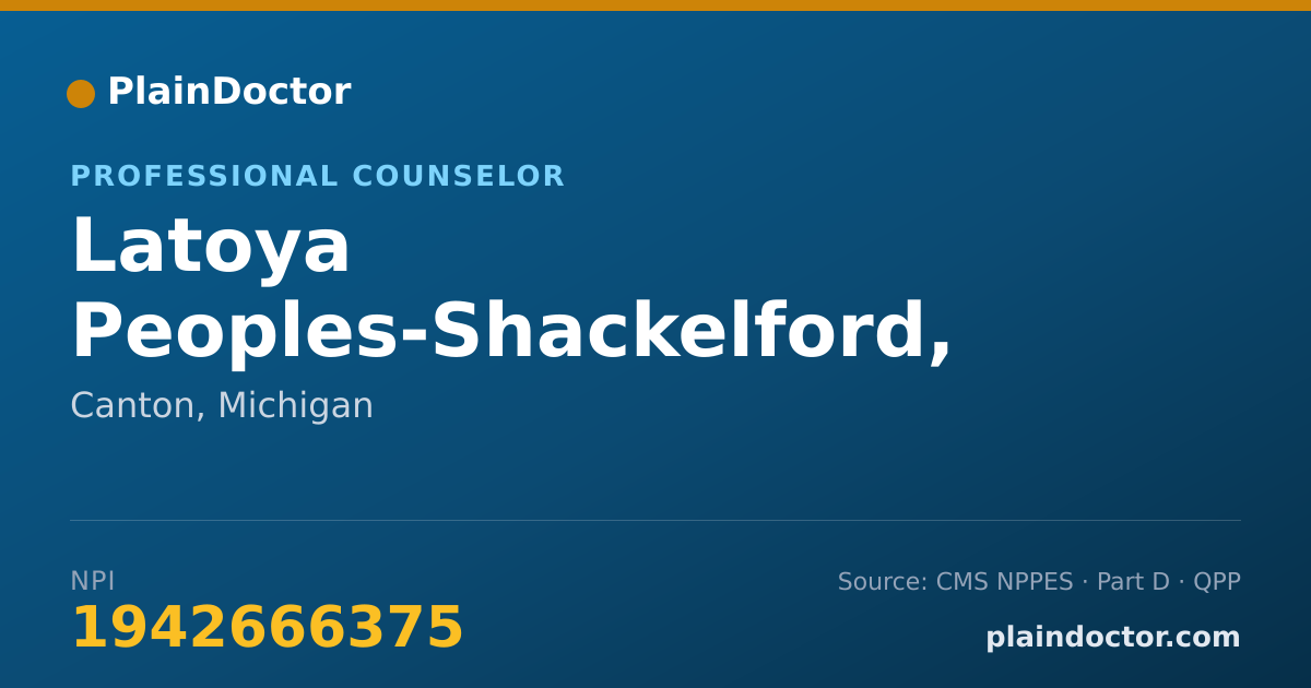 Shareable card for Latoya Peoples-Shackelford, LPC - Professional Counselor, Canton, MI