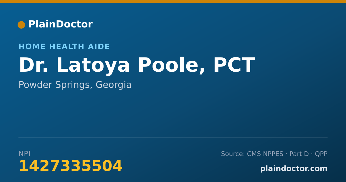 Shareable card for Latoya Poole, PCT - Home Health Aide, Powder Springs, GA