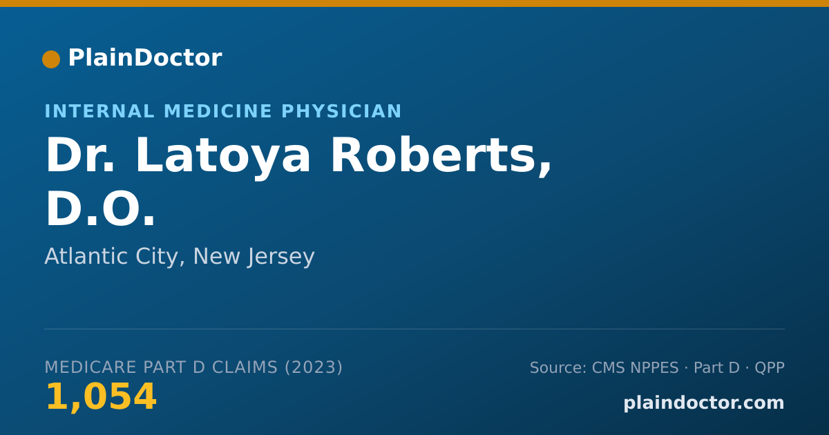 Shareable card for Latoya Roberts, D.O. - Internal Medicine Physician, Atlantic City, NJ
