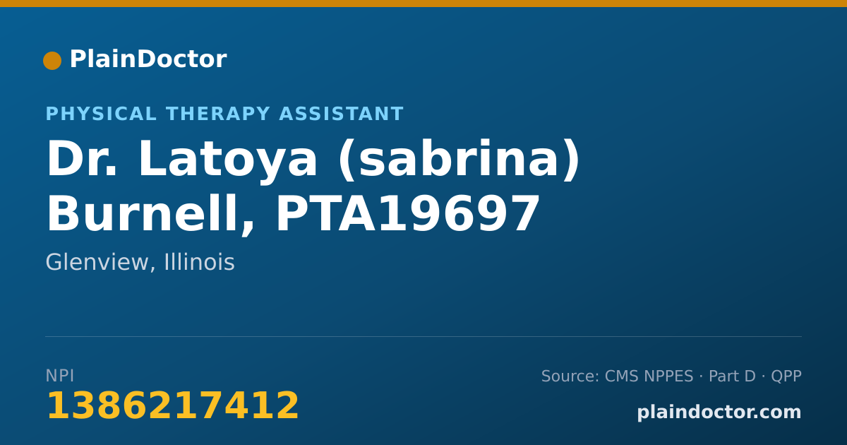 Shareable card for Latoya (sabrina) Burnell, PTA19697 - Physical Therapy Assistant, Glenview, IL