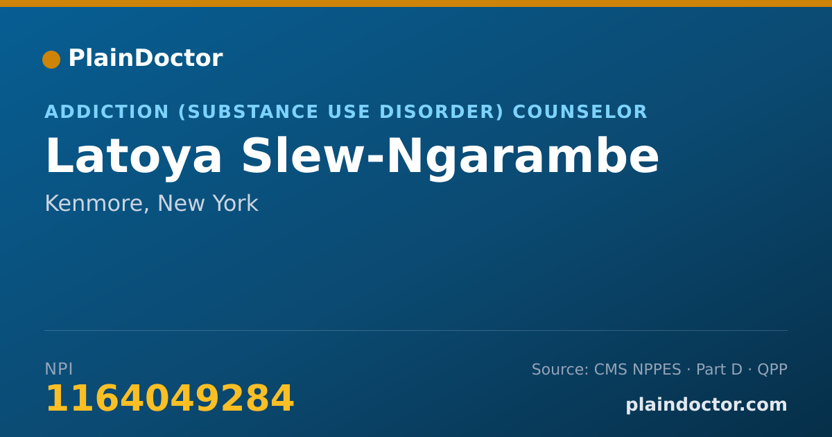 Shareable card for Latoya Slew-Ngarambe - Addiction (Substance Use Disorder) Counselor, Kenmore, NY