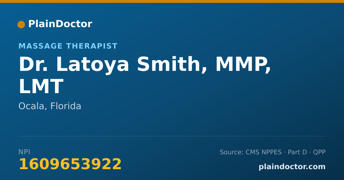 Shareable card for Latoya Smith, MMP, LMT - Massage Therapist, Ocala, FL