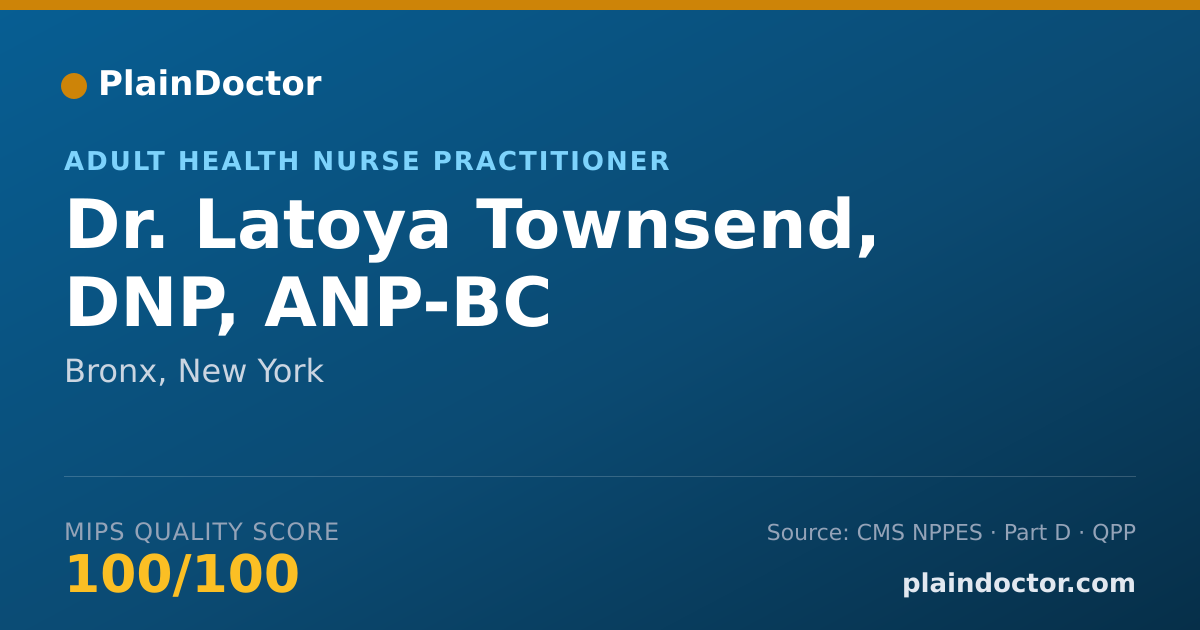 Shareable card for Latoya Townsend, DNP, ANP-BC - Adult Health Nurse Practitioner, Bronx, NY