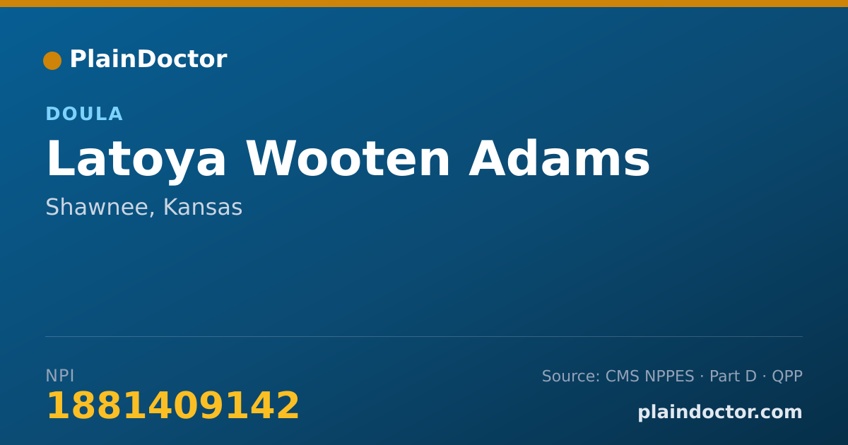Shareable card for Latoya Wooten Adams - Doula, Shawnee, KS