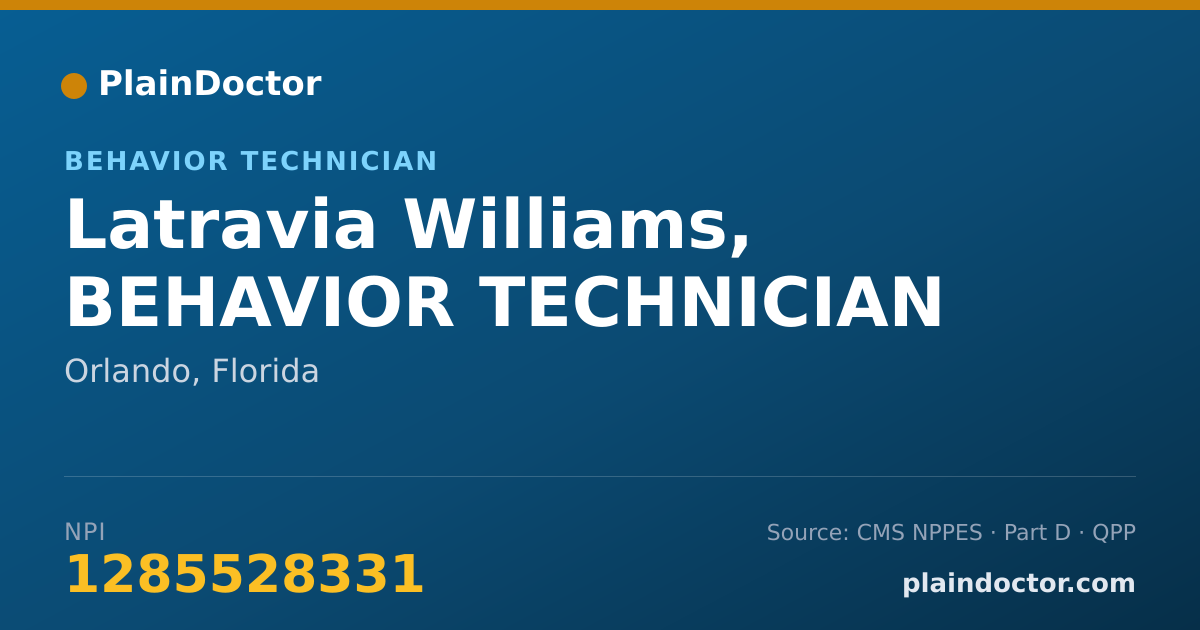 Shareable card for Latravia Williams, BEHAVIOR TECHNICIAN - Behavior Technician, Orlando, FL