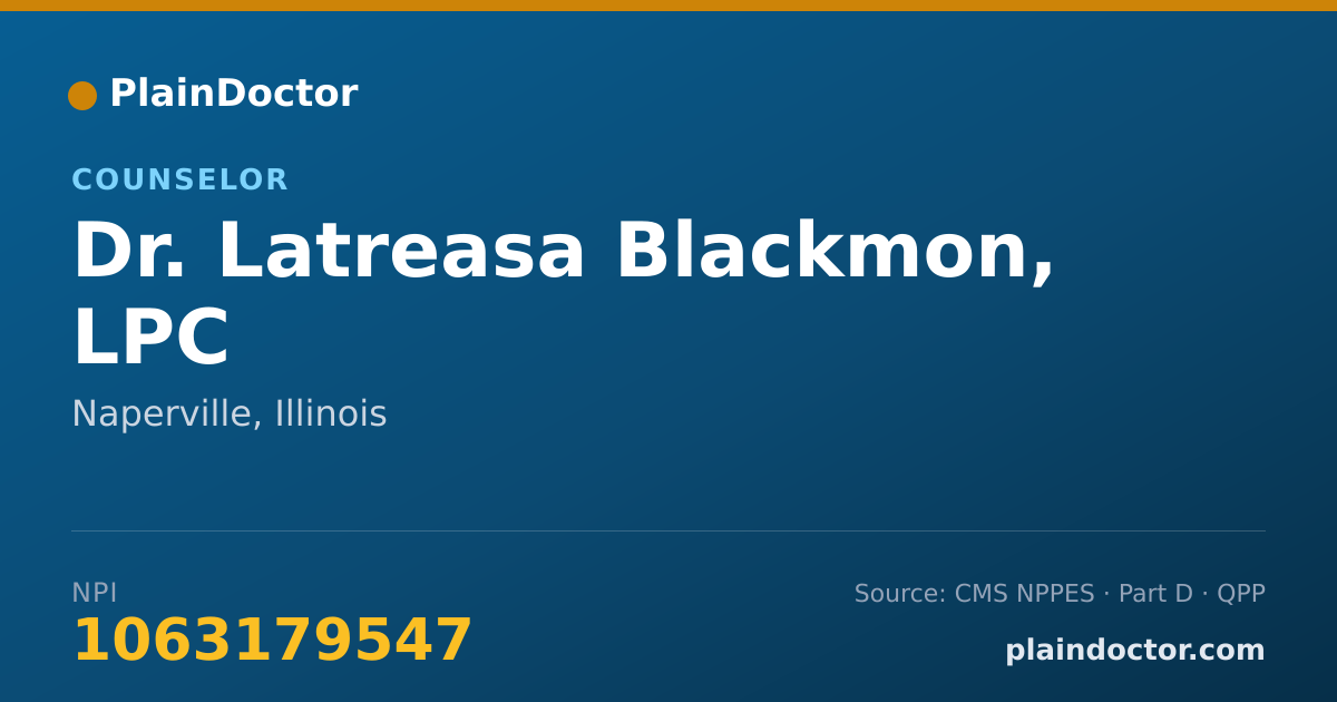 Shareable card for Latreasa Blackmon, LPC - Counselor, Naperville, IL