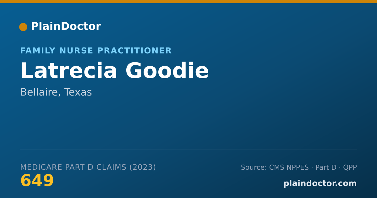 Shareable card for Latrecia Goodie - Family Nurse Practitioner, Bellaire, TX