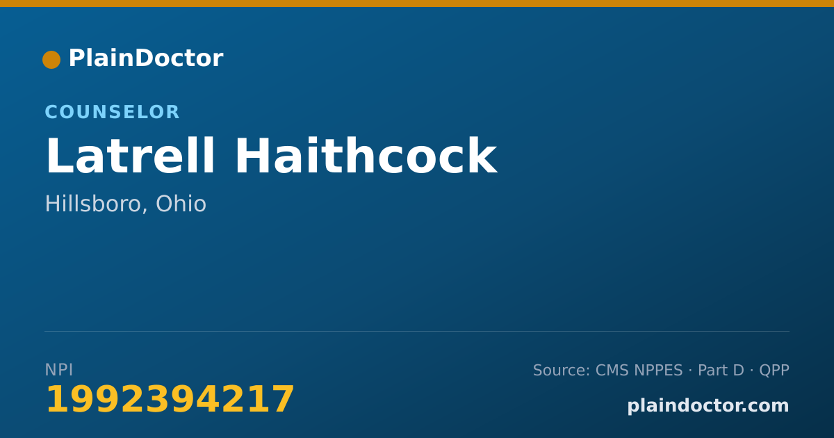 Shareable card for Latrell Haithcock - Counselor, Hillsboro, OH