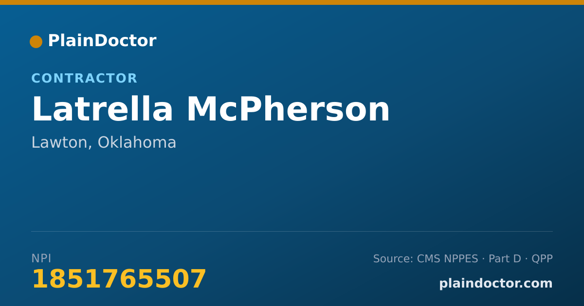 Shareable card for Latrella McPherson - Contractor, Lawton, OK