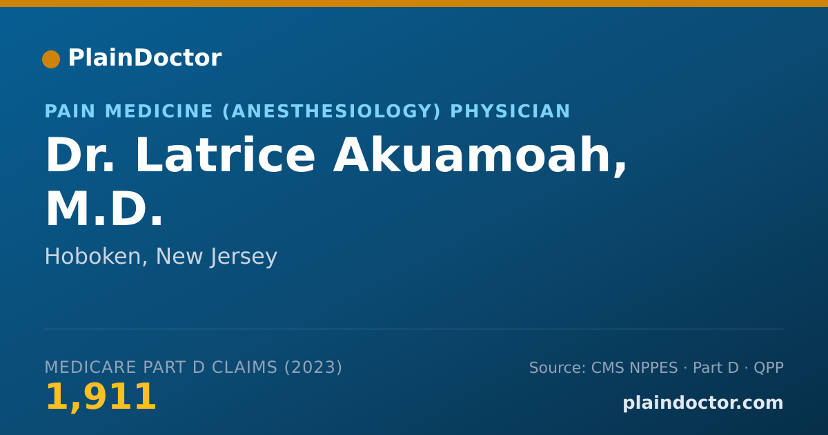 Shareable card for Latrice Akuamoah, M.D. - Pain Medicine (Anesthesiology) Physician, Hoboken, NJ