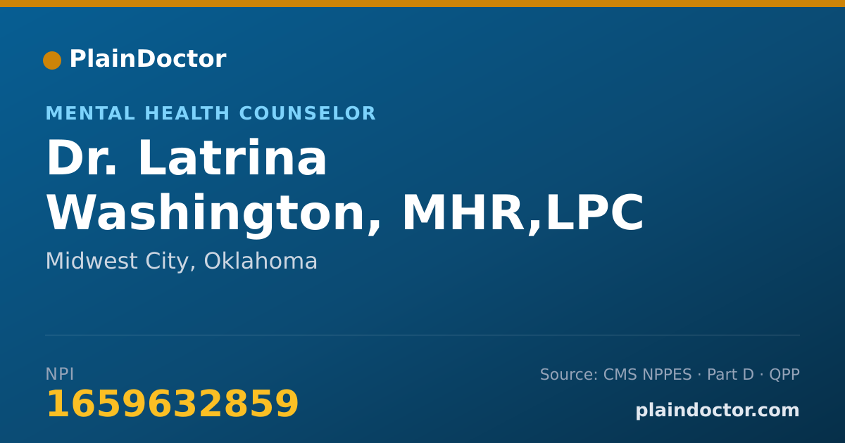 Shareable card for Latrina Washington, MHR,LPC - Mental Health Counselor, Midwest City, OK