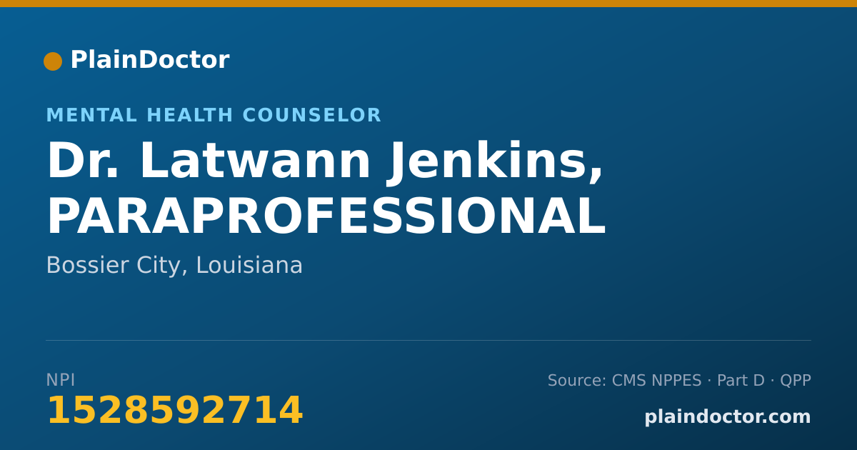 Shareable card for Latwann Jenkins, PARAPROFESSIONAL - Mental Health Counselor, Bossier City, LA