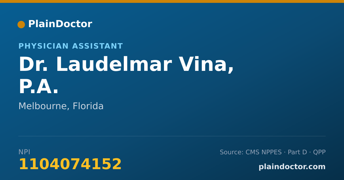 Shareable card for Laudelmar Vina, P.A. - Physician Assistant, Melbourne, FL
