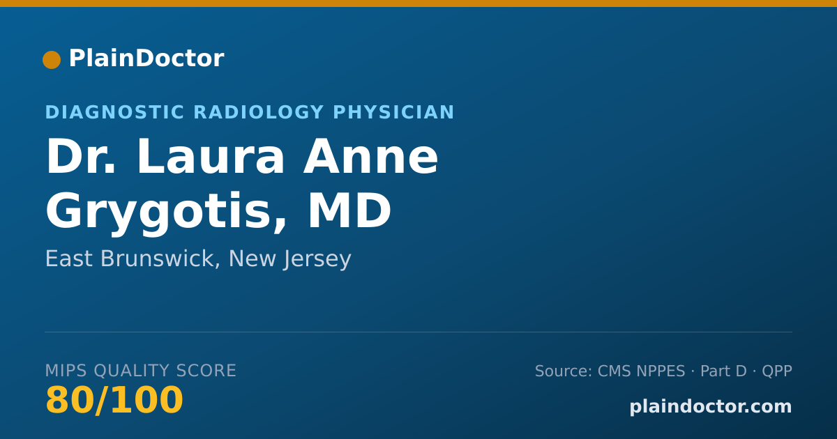 Shareable card for Laura Anne Grygotis, MD - Diagnostic Radiology Physician, East Brunswick, NJ
