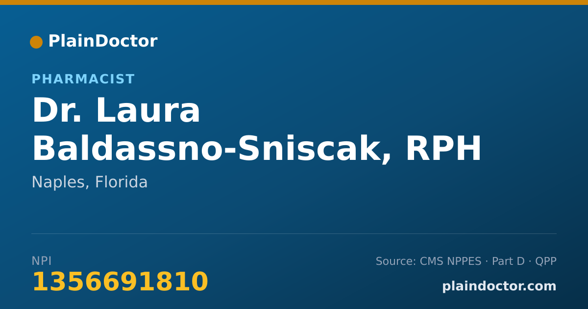 Shareable card for Laura Baldassno-Sniscak, RPH - Pharmacist, Naples, FL