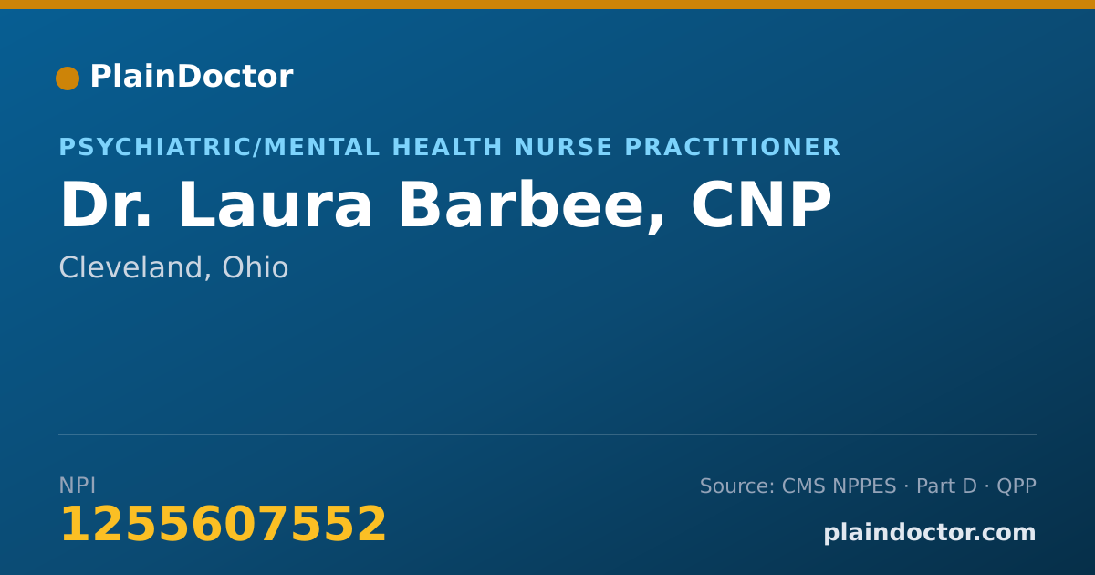 Shareable card for Laura Barbee, CNP - Psychiatric/Mental Health Nurse Practitioner, Cleveland, OH