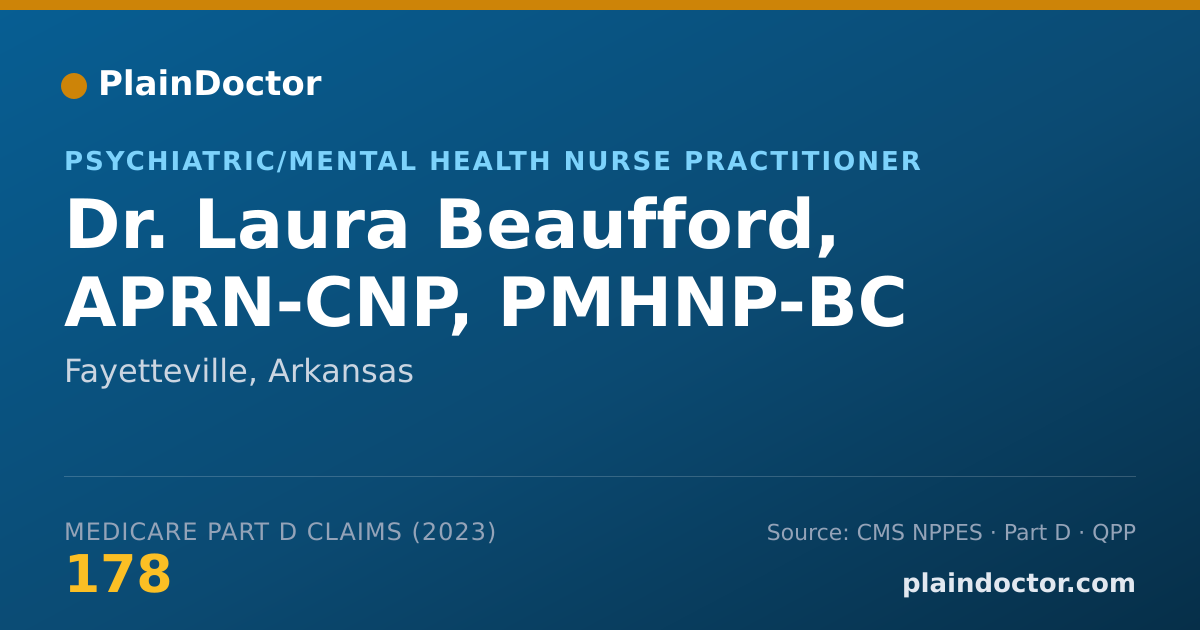 Shareable card for Laura Beaufford, APRN-CNP, PMHNP-BC - Psychiatric/Mental Health Nurse Practitioner, Fayetteville, AR