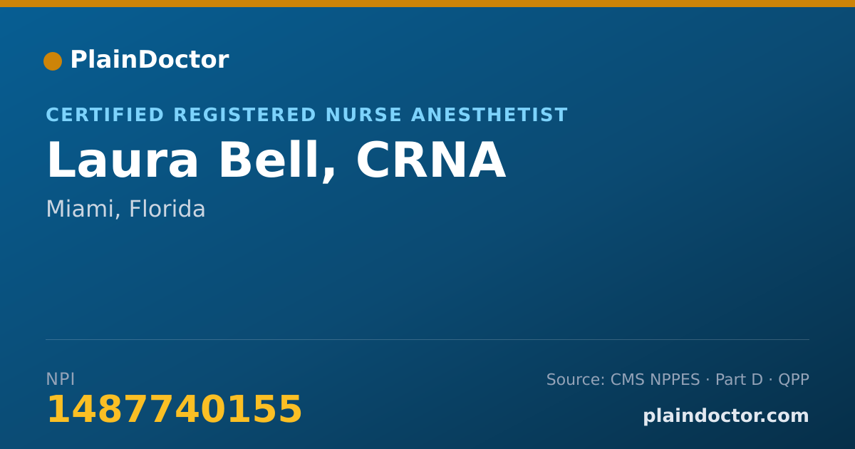 Shareable card for Laura Bell, CRNA - Certified Registered Nurse Anesthetist, Miami, FL
