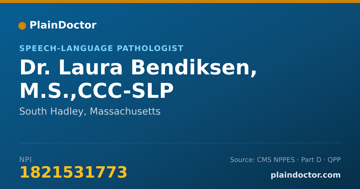 Shareable card for Laura Bendiksen, M.S.,CCC-SLP - Speech-Language Pathologist, South Hadley, MA
