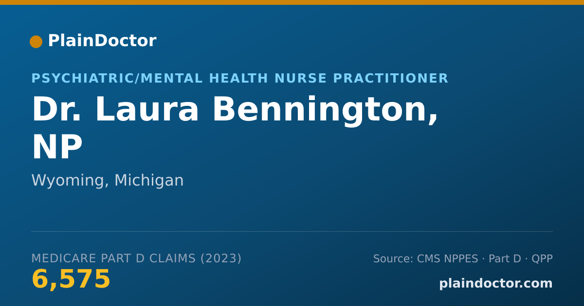 Shareable card for Laura Bennington, NP - Psychiatric/Mental Health Nurse Practitioner, Wyoming, MI