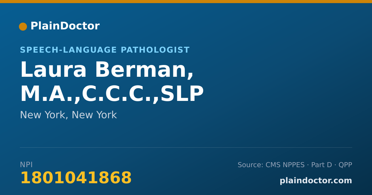 Shareable card for Laura Berman, M.A.,C.C.C.,SLP - Speech-Language Pathologist, New York, NY