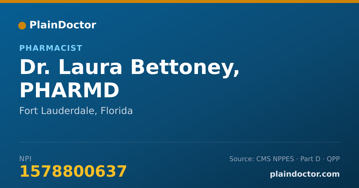 Shareable card for Laura Bettoney, PHARMD - Pharmacist, Fort Lauderdale, FL