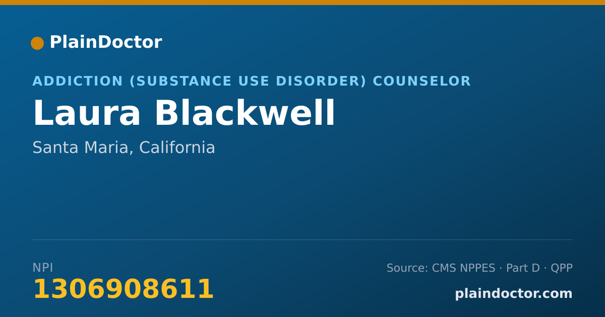 Shareable card for Laura Blackwell - Addiction (Substance Use Disorder) Counselor, Santa Maria, CA