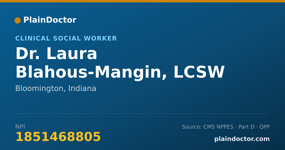 Shareable card for Laura Blahous-Mangin, LCSW ACSW - Clinical Social Worker, Bloomington, IN