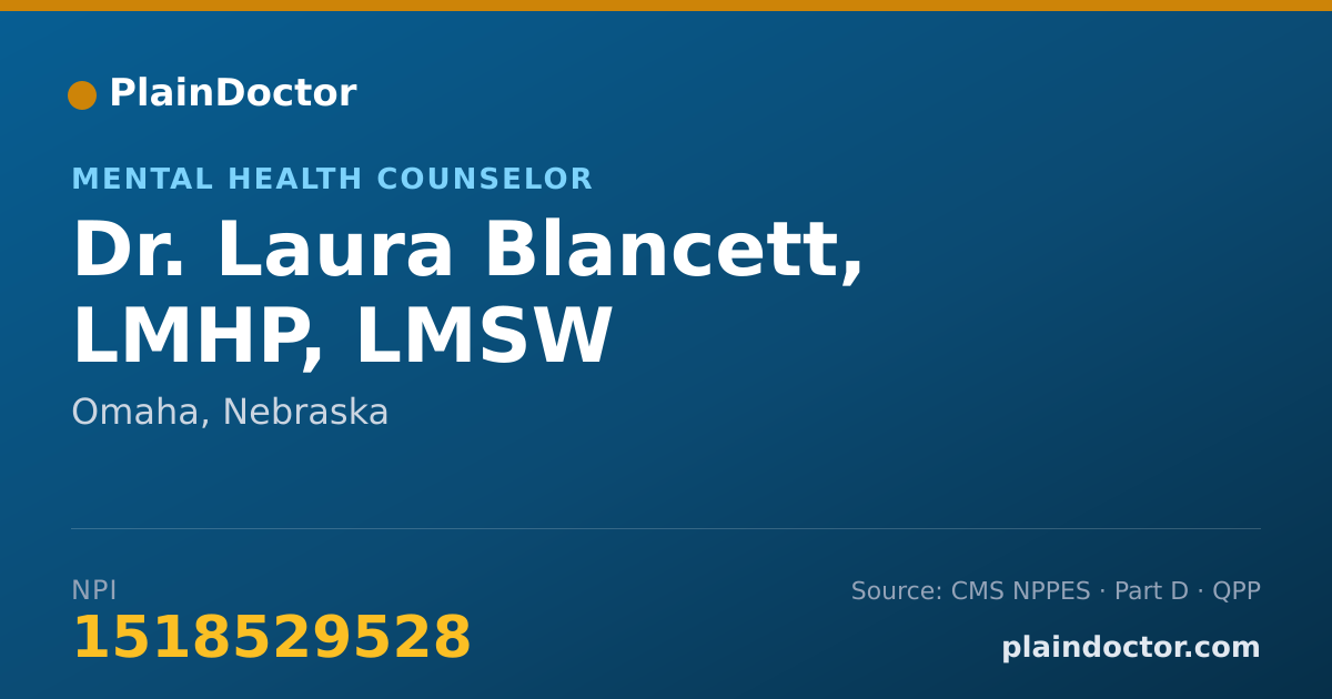Shareable card for Laura Blancett, LMHP, LMSW - Mental Health Counselor, Omaha, NE
