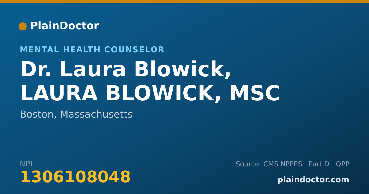 Shareable card for Laura Blowick, LAURA BLOWICK, MSC - Mental Health Counselor, Boston, MA