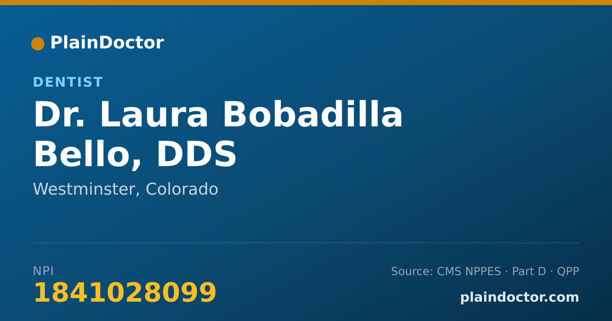 Shareable card for Laura Bobadilla Bello, DDS - Dentist, Westminster, CO