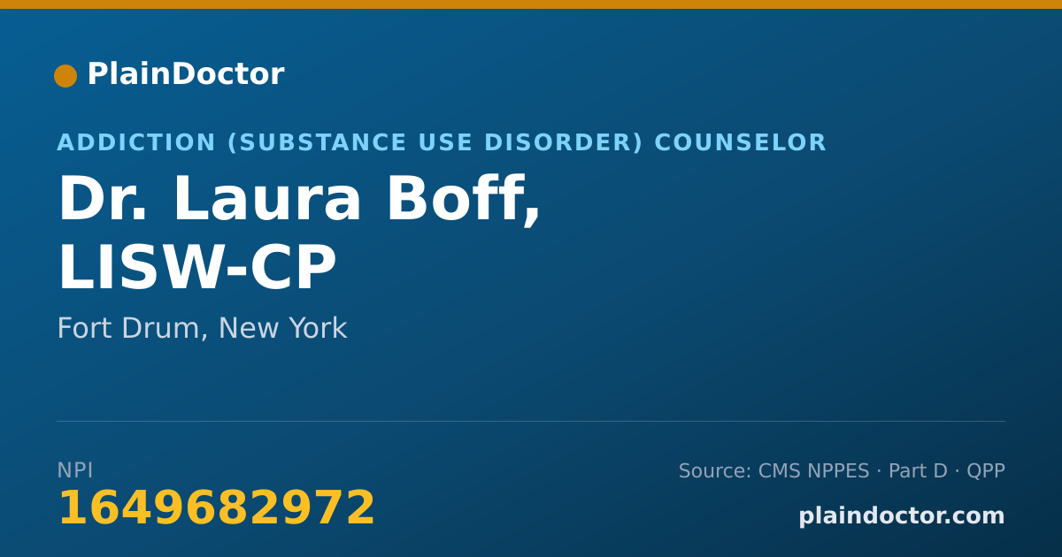 Shareable card for Laura Boff, LISW-CP - Addiction (Substance Use Disorder) Counselor, Fort Drum, NY