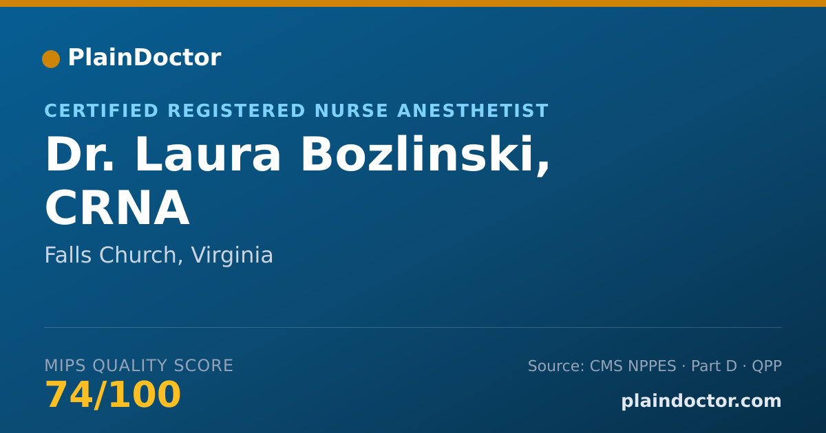Shareable card for Laura Bozlinski, CRNA - Certified Registered Nurse Anesthetist, Falls Church, VA