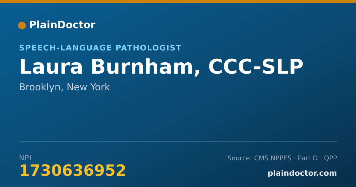 Shareable card for Laura Burnham, CCC-SLP - Speech-Language Pathologist, Brooklyn, NY