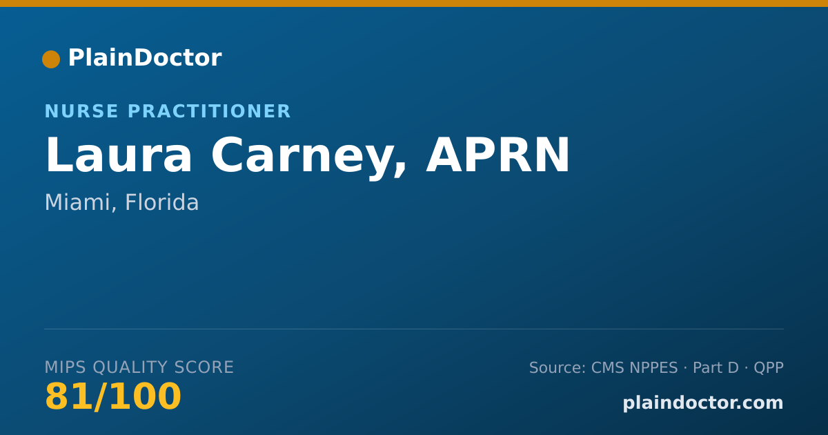 Shareable card for Laura Carney, APRN - Nurse Practitioner, Miami, FL