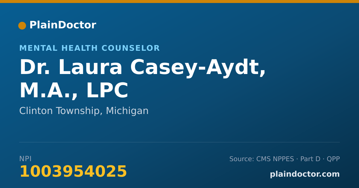 Shareable card for Laura Casey-Aydt, M.A., LPC - Mental Health Counselor, Clinton Township, MI