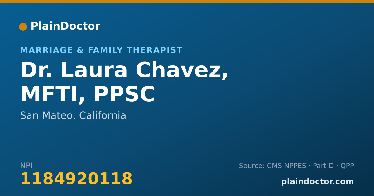 Shareable card for Laura Chavez, MFTI, PPSC - Marriage & Family Therapist, San Mateo, CA