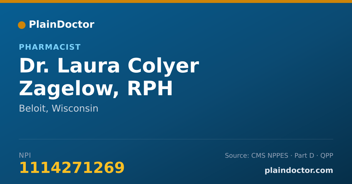 Shareable card for Laura Colyer Zagelow, RPH - Pharmacist, Beloit, WI
